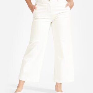 Everlane The Original Wide-Leg Crop Pant in Bone/White (Short Inseam)